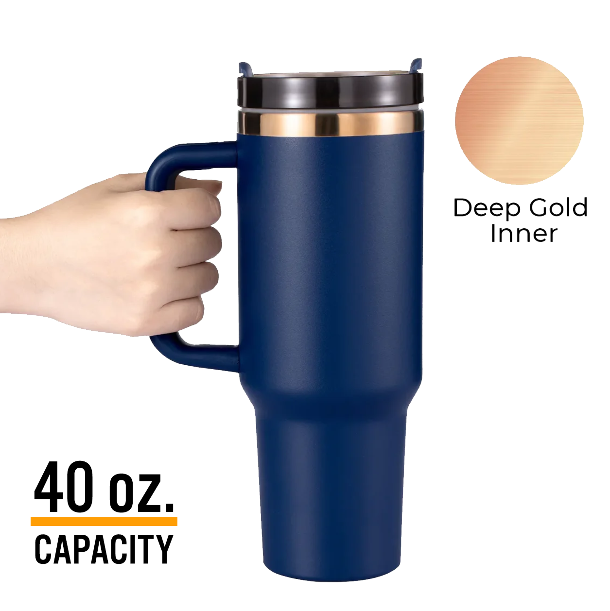 40oz Tumbler (Blue/Gold)