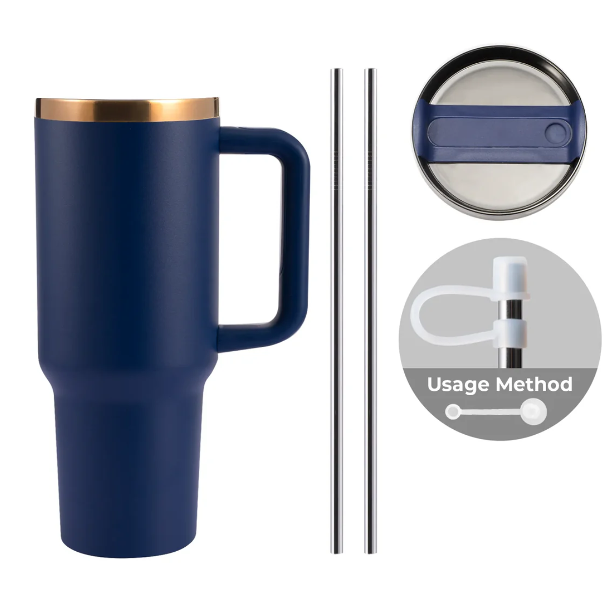 40oz Tumbler (Blue/Gold)