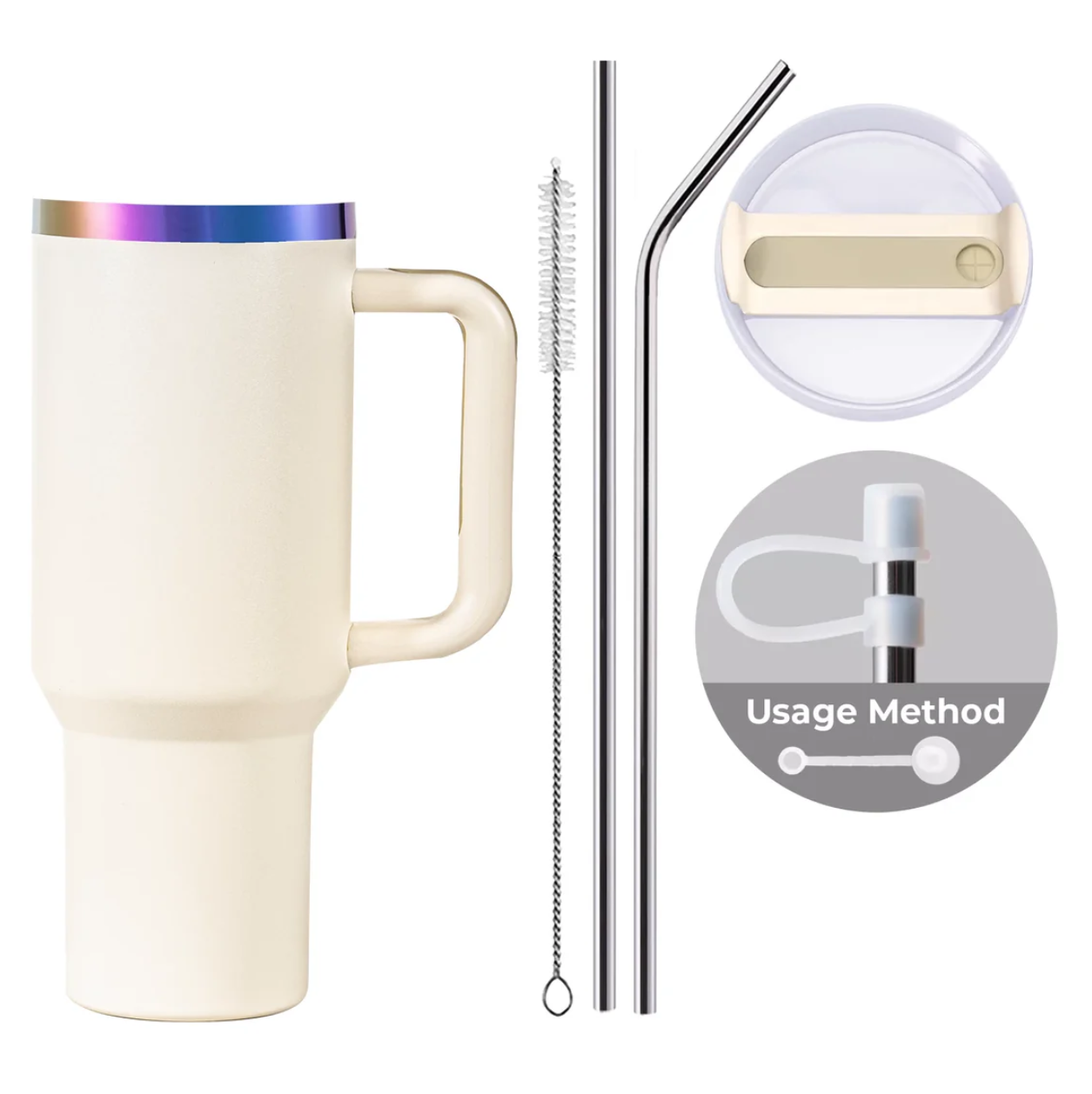 40oz Tumbler (Cream White/Iridescent)