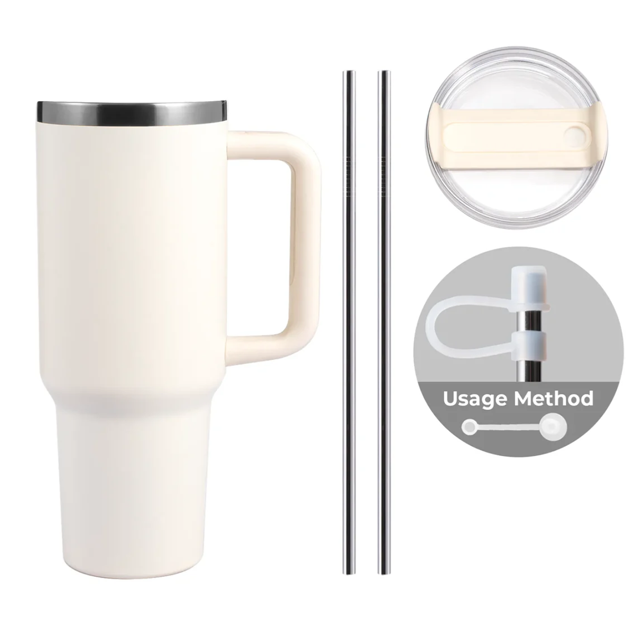40oz Tumbler (White/Silver)