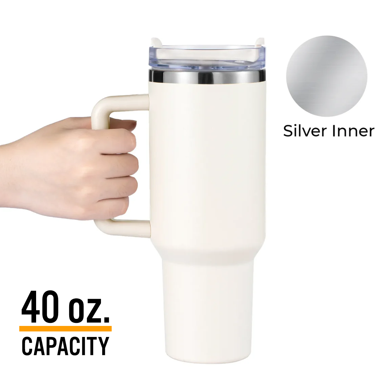40oz Tumbler (White/Silver)