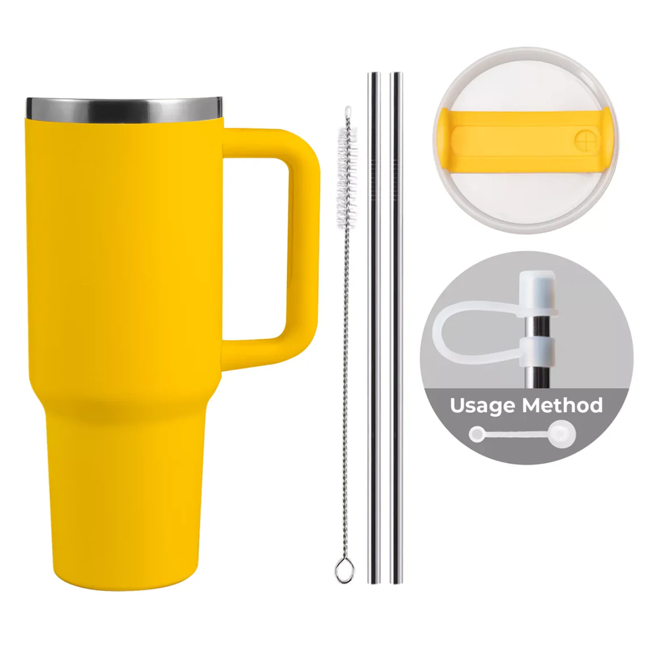 40oz Tumbler (Yellow/Silver)