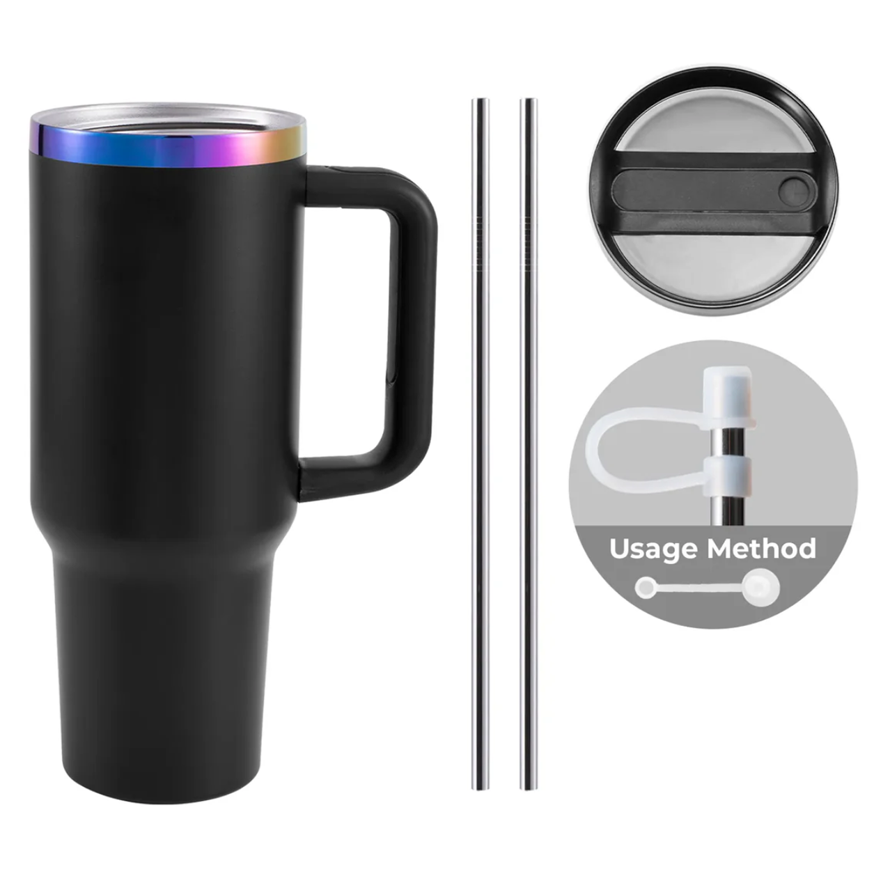 40oz Tumbler (Black/Iridescent)