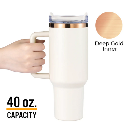 40oz Tumbler (White/Gold)