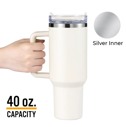 40oz Tumbler (White/Silver)